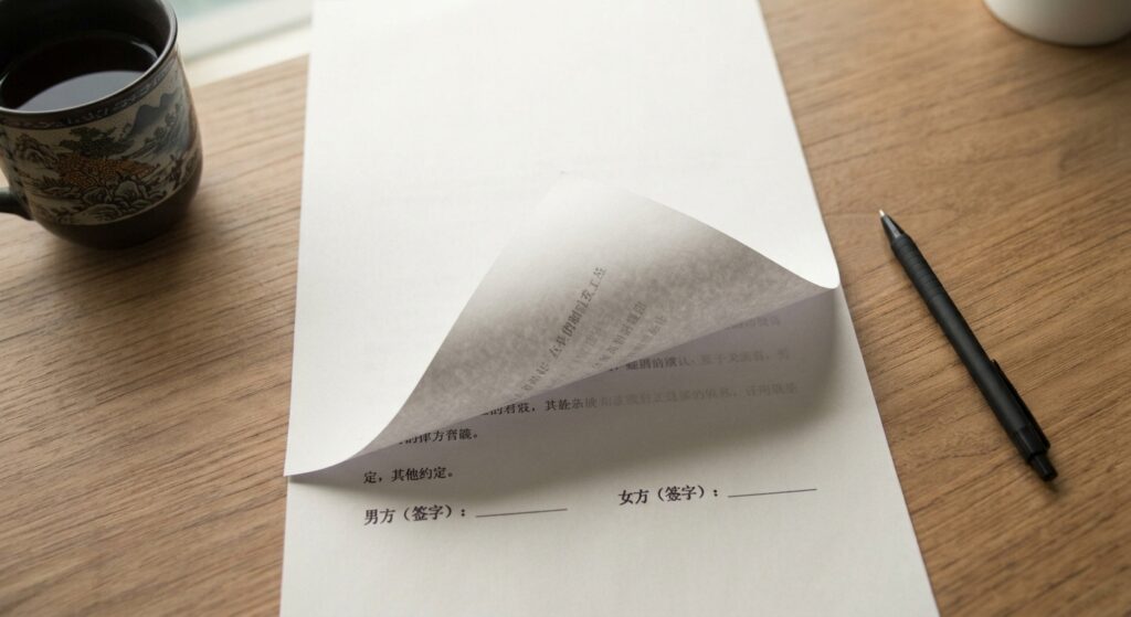 中国ショートドラマにでてくるような離婚協議書